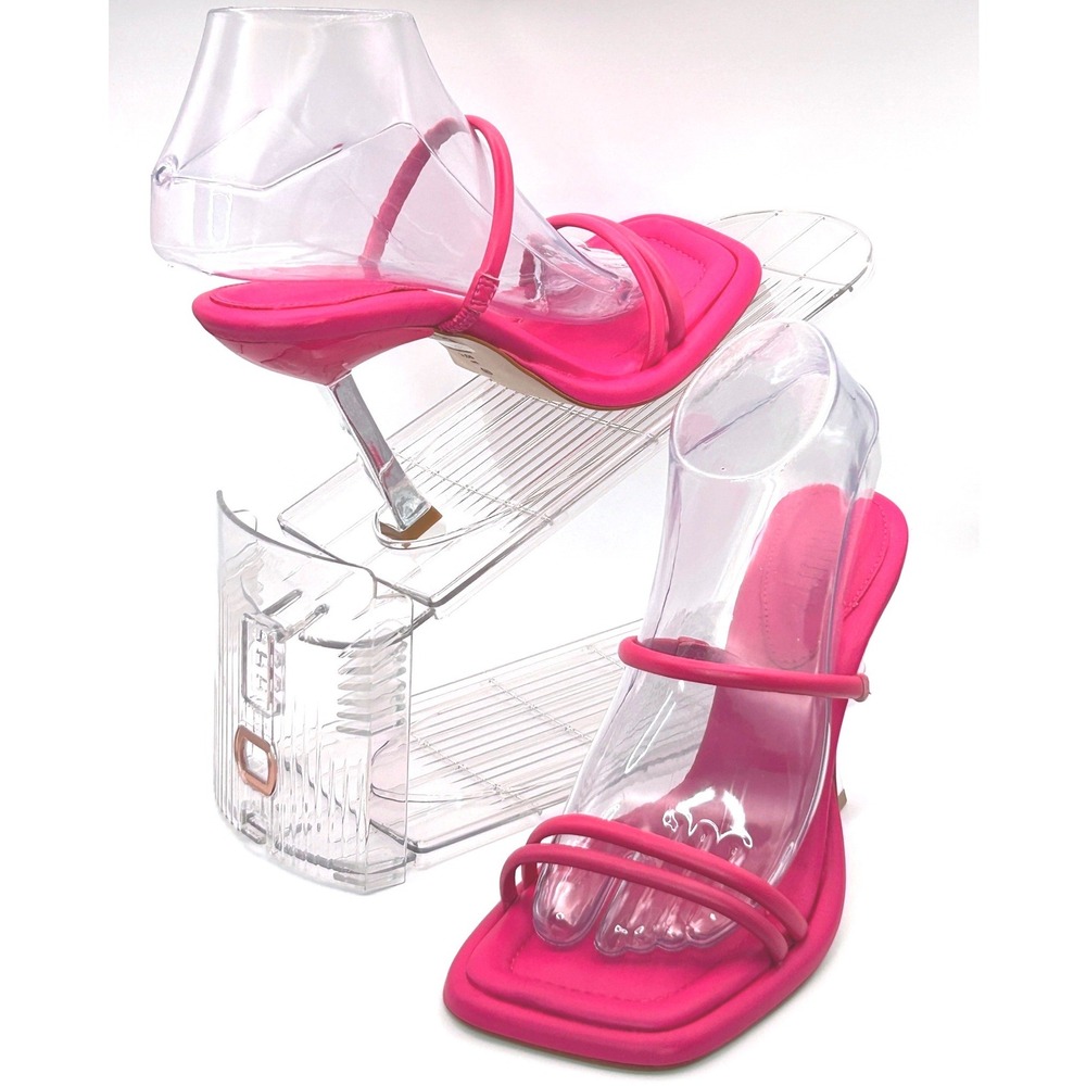 Schutz Hot Pink Agatha Square Toe Leather Sandals Women's 7.5B